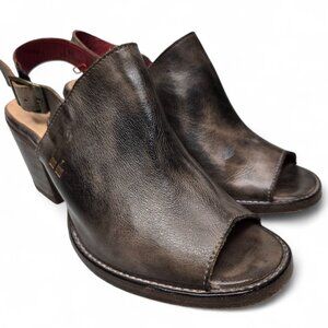 Bed Stu Sierra Rustic Slingback Mule Heels Women's Weathered Leather 8.5